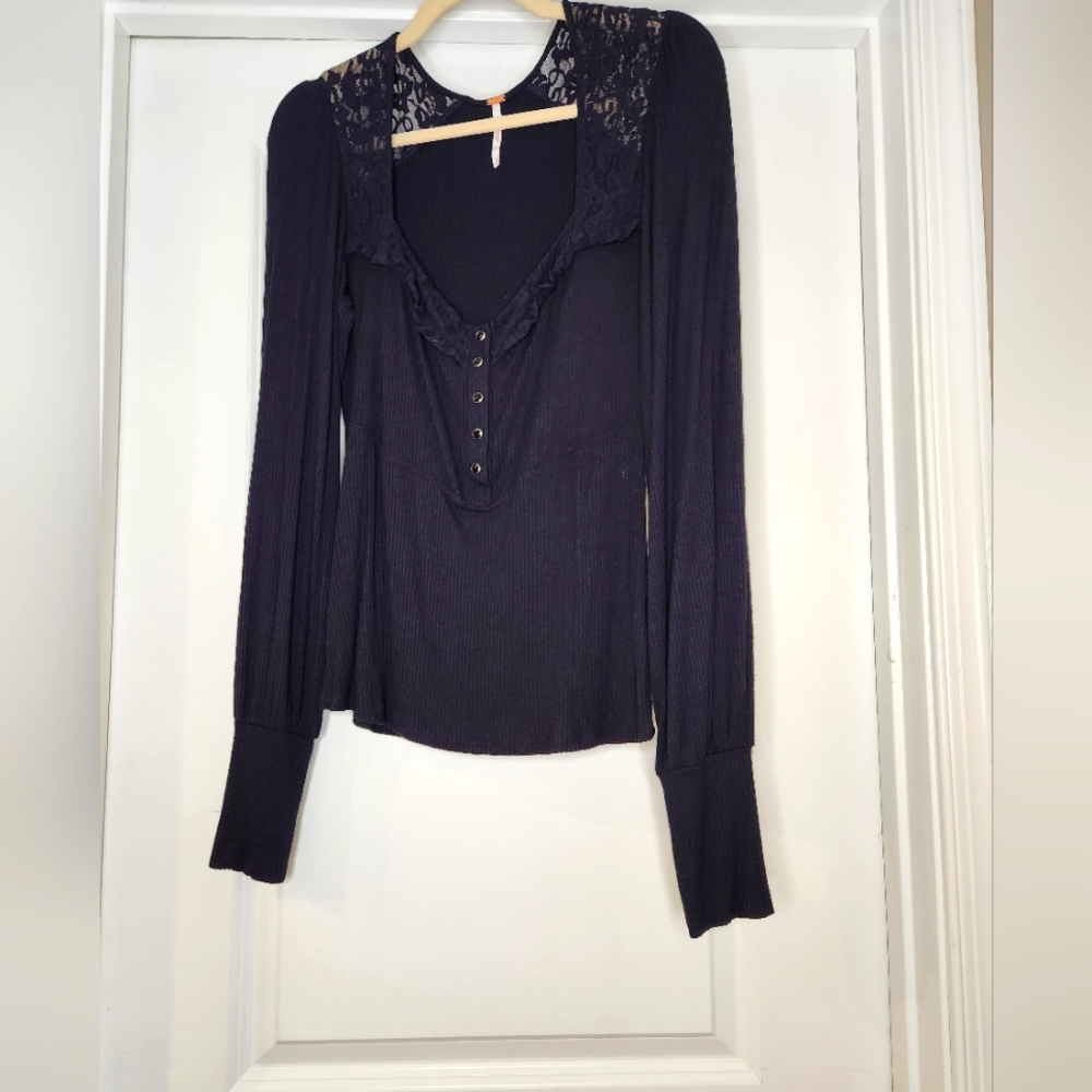 Free People peasant bodice long sleeve shirt